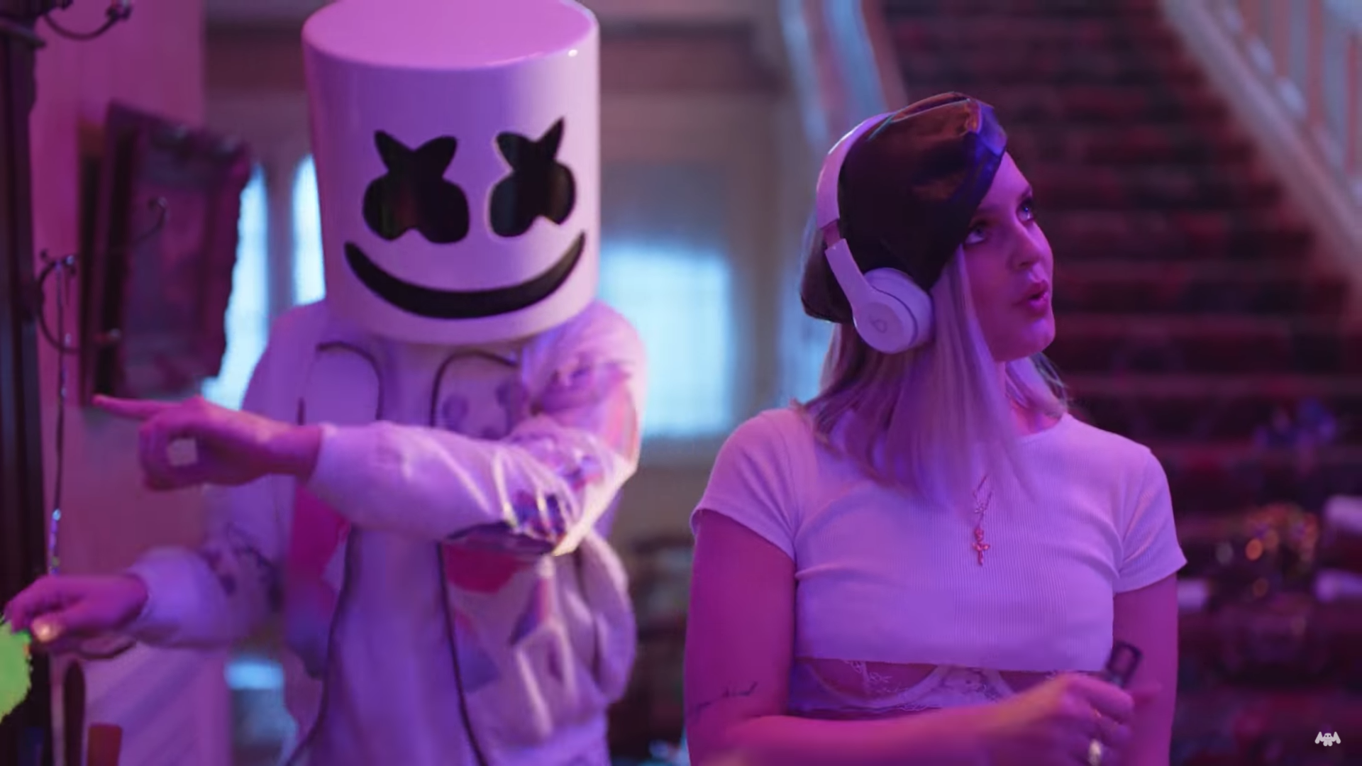 Marshmello and Anne-Marie still from the video 'Friends.' Photo by: Marshmello / YouTube