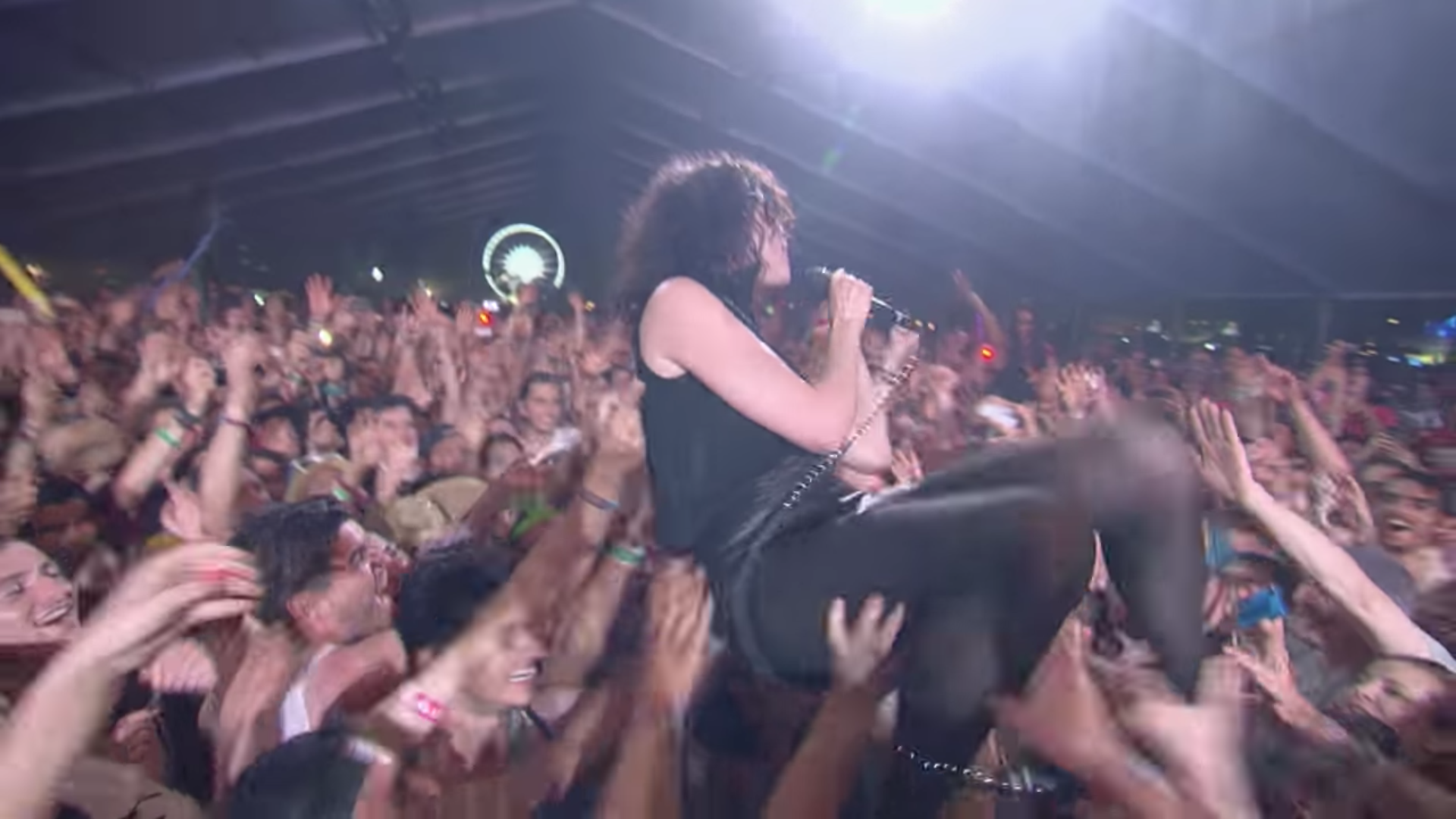 St. Vincent crowdsurfing at Coachella 2012. Photo by: Coachella / YouTube