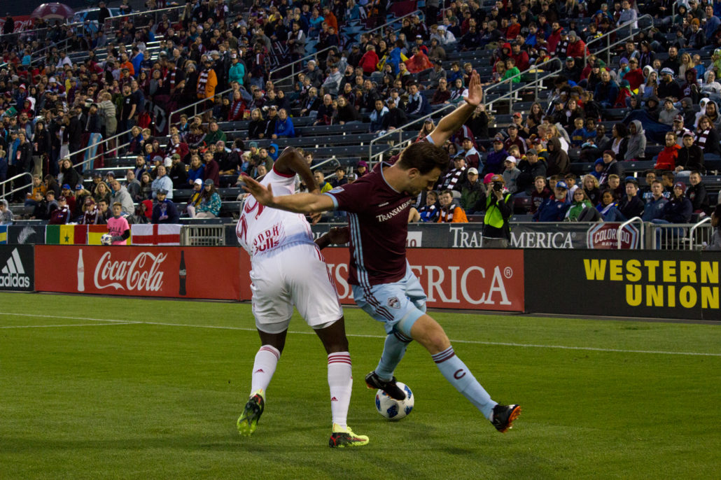Colorado Rapids vs. the New York Red Bulls at Dick's Sporting Goods Park on 05/12/18. Photo by: Matthew McGuire
