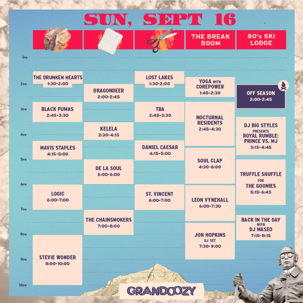 Grandoozy 2018 - Sunday Schedule. Photo provided.