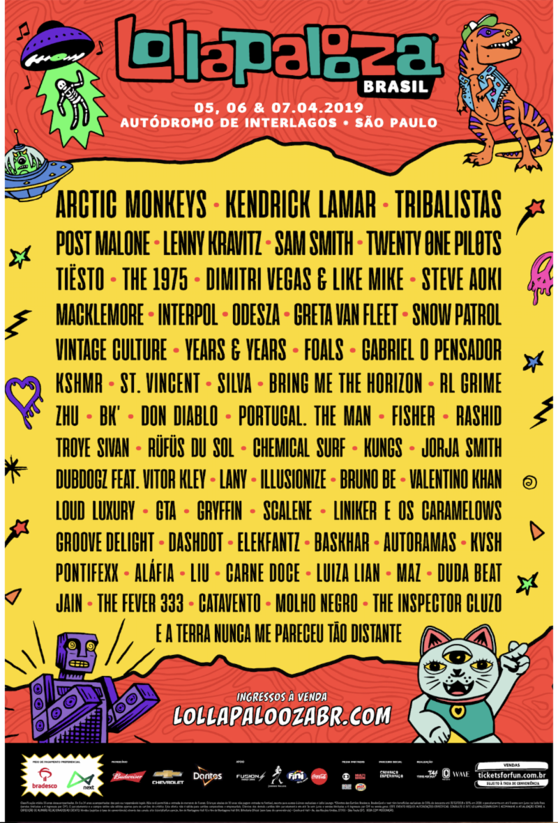 Lollapalooza Brazil 2019 lineup. Photo provided.