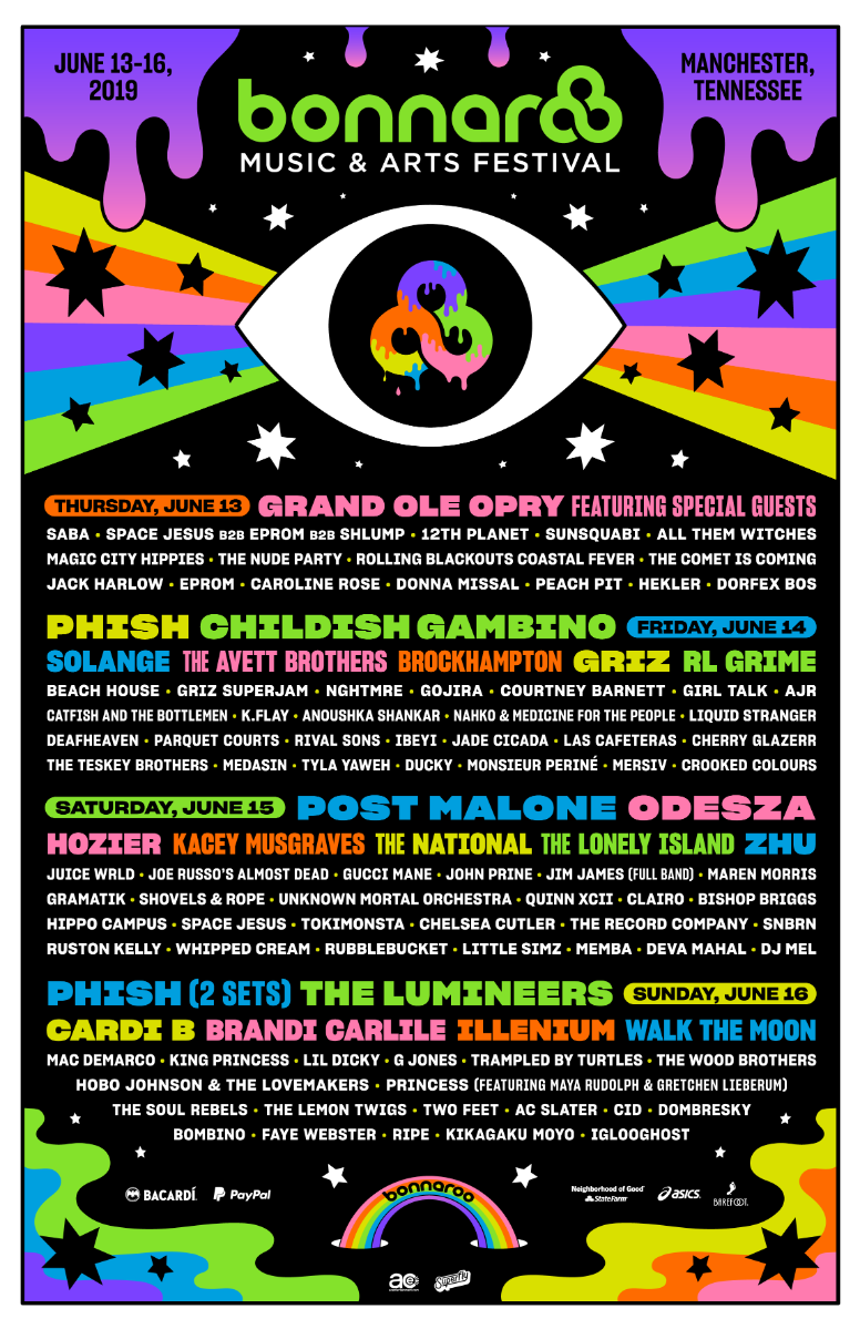 Bonnaroo Music Festival 2019 lineup. Photo provided.