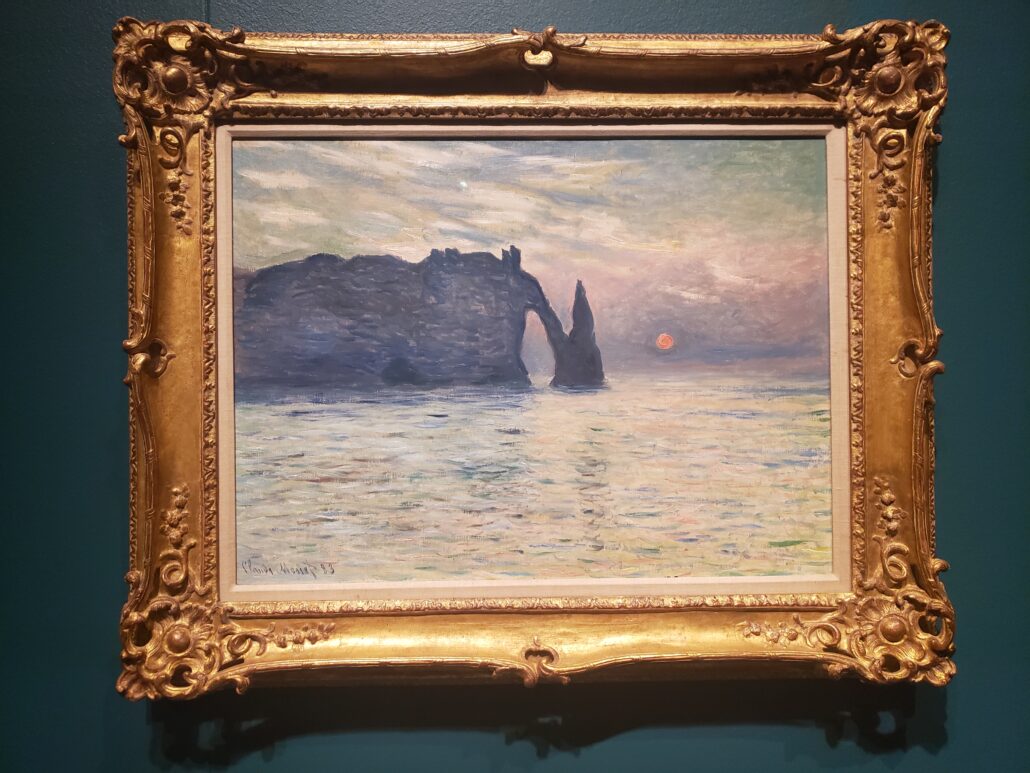 The Cliff, Étretat, Sunset. Painting by Claude Monet in 1882-1883. Photo by: Matthew McGuire
