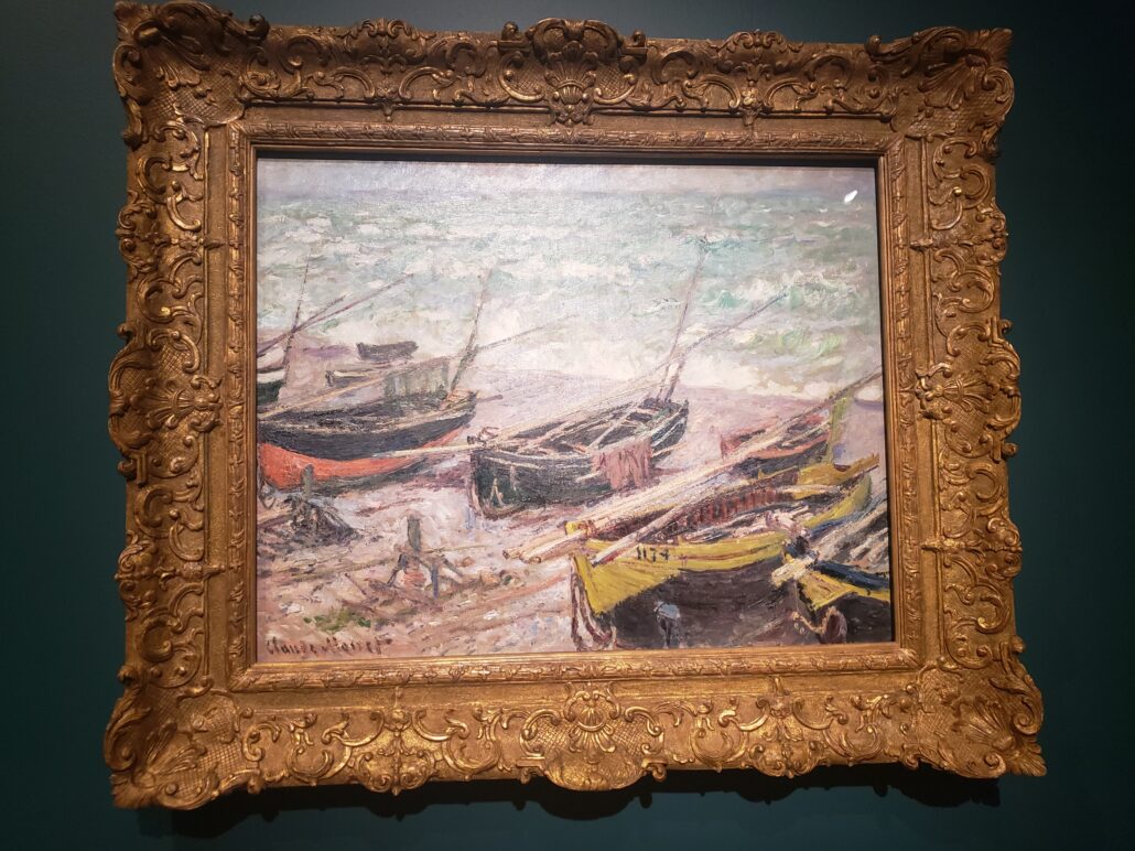 Fishing Boats at Étretat. Painting by Claude Monet in 1885. Photo by: Matthew McGuire