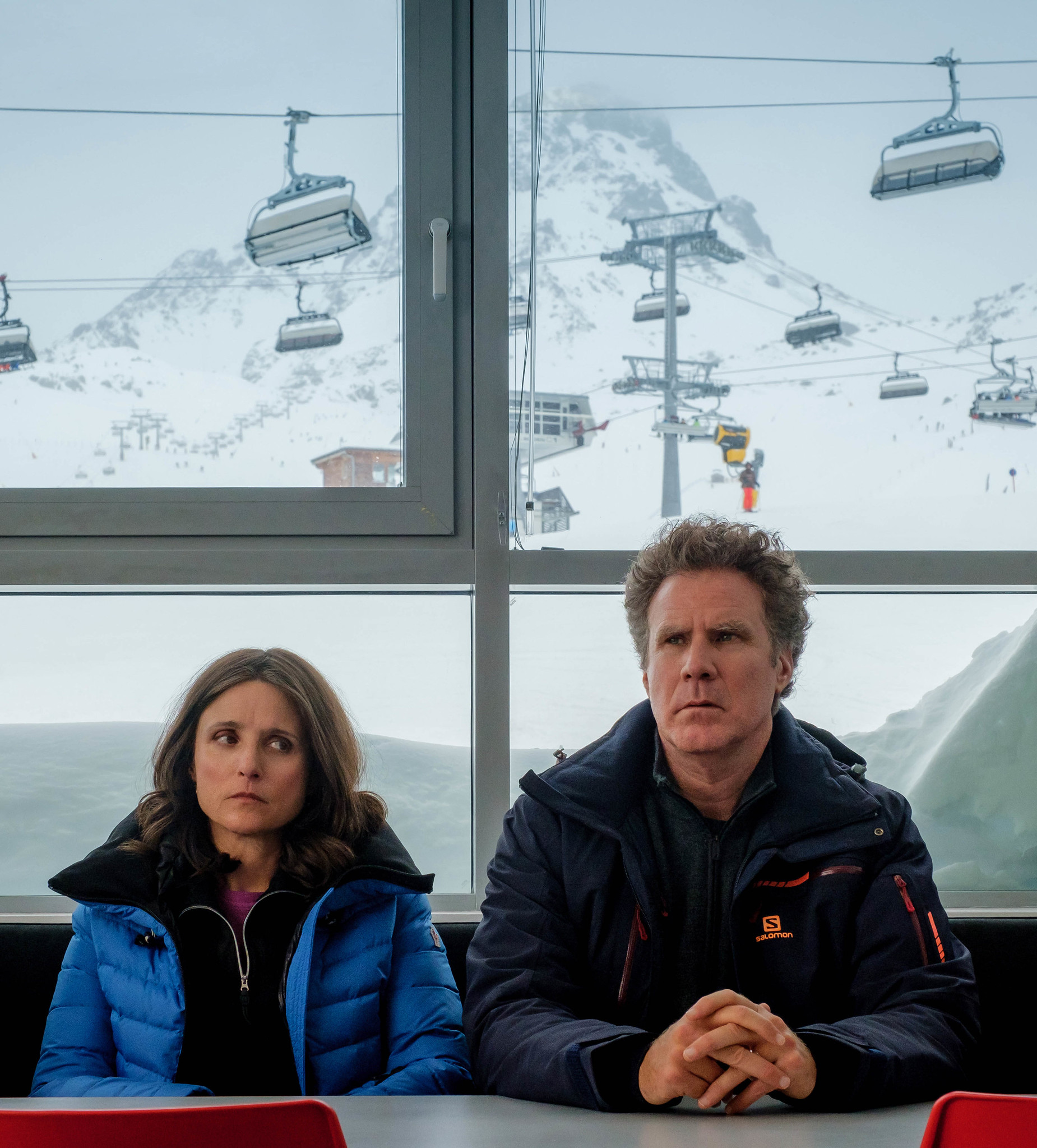 Julia Louis-Dreyfus and Will Ferrel appear in Downhill by Jim Rash and Nat Faxon, an official selection of the Premieres program at the 2020 Sundance Film Festival. Courtesy of Sundance Institute.