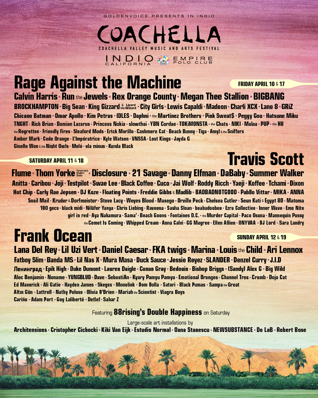 Coachella 2020 lineup. Photo by: Coachella / Twitter