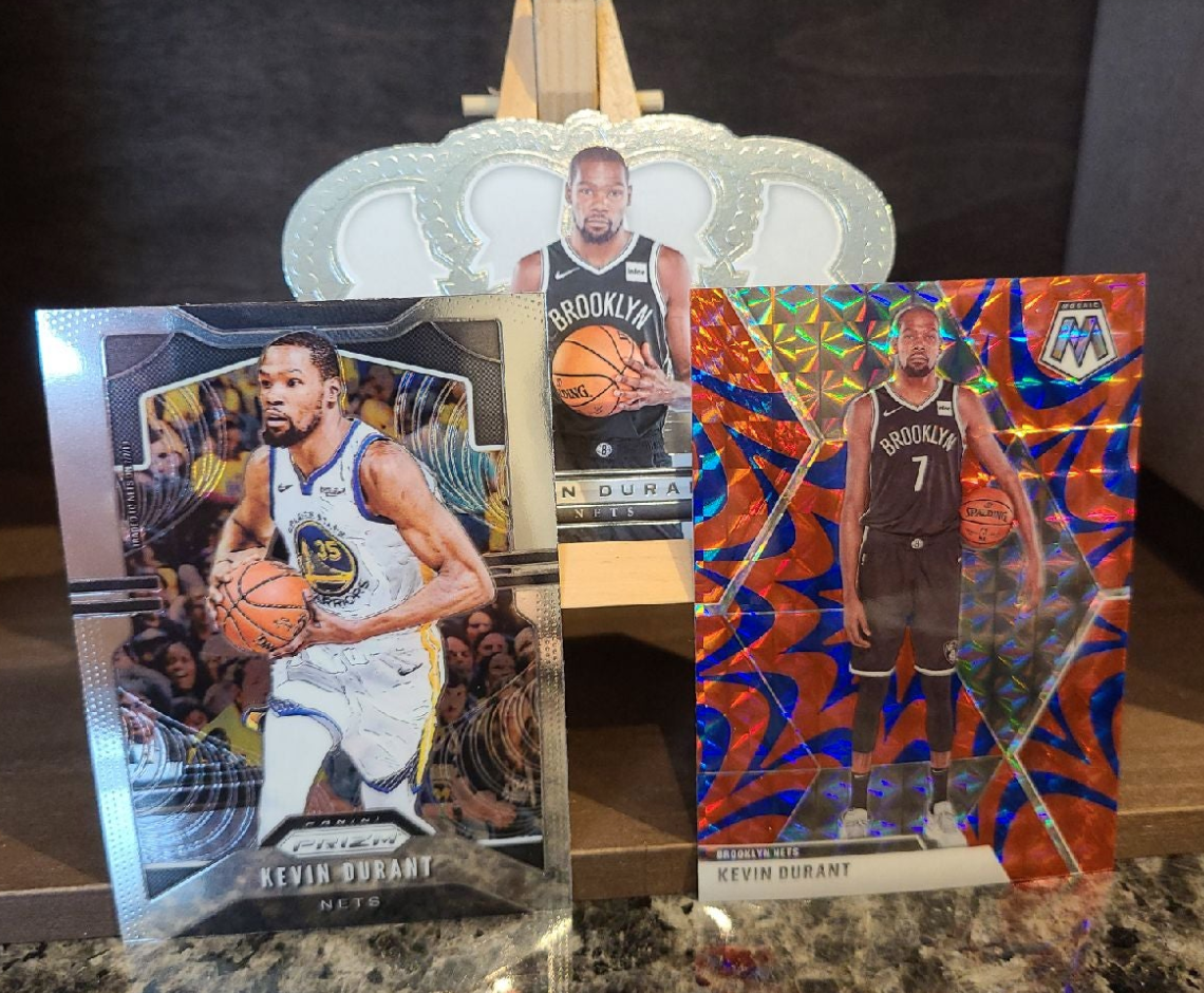 A set of basketball cards featuring Kevin Durant. Photo by: Matthew McGuire