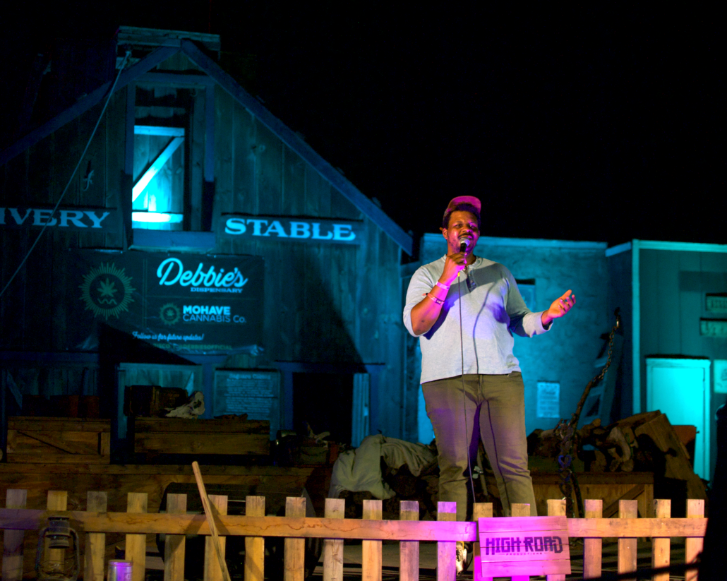 Local Arizona comedian Anwar Netwon delivers jokes at the Six Gun Performance Theatre. Photo by Marissa Novel.