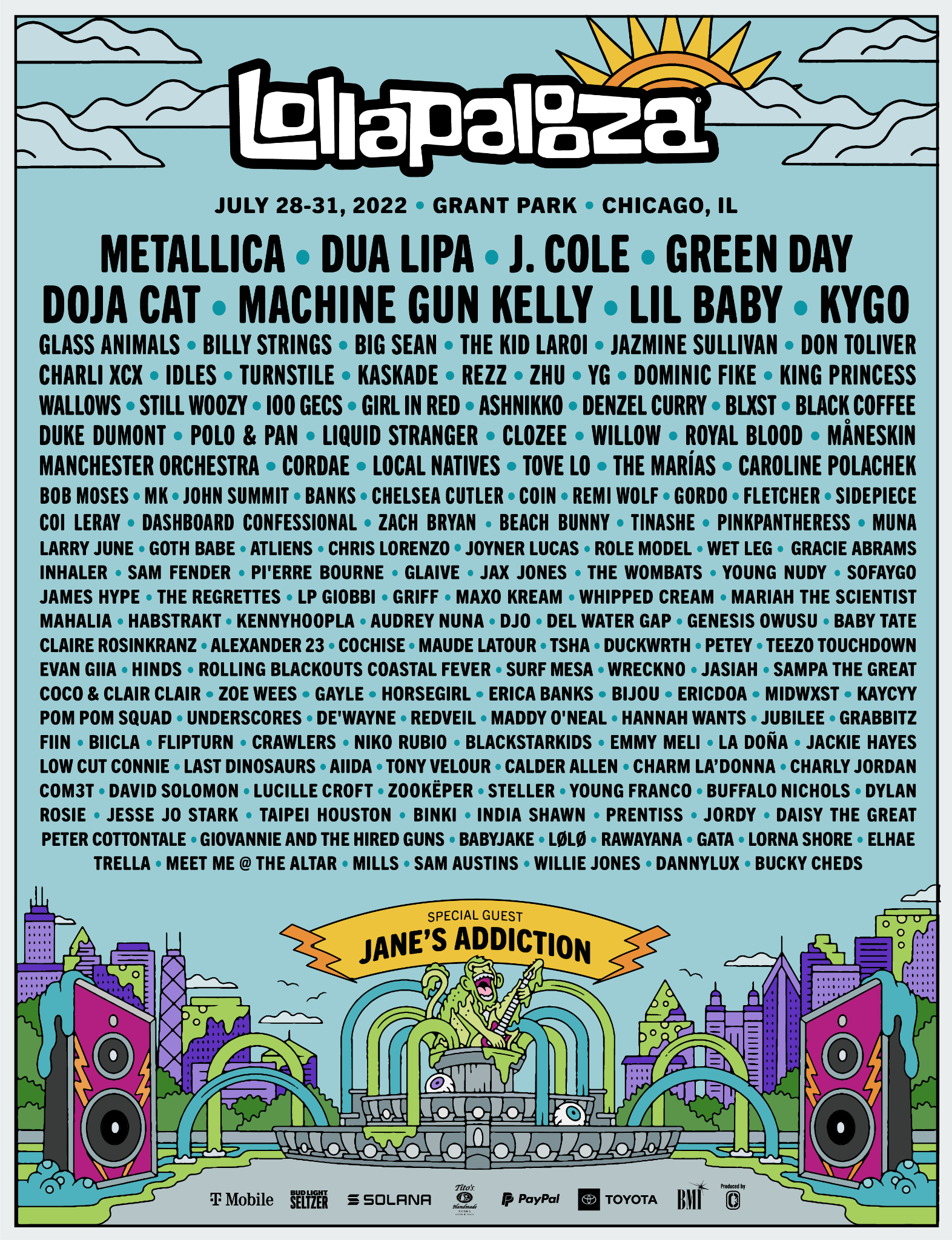 Lollapalooza 2022 lineup. Photo provided.