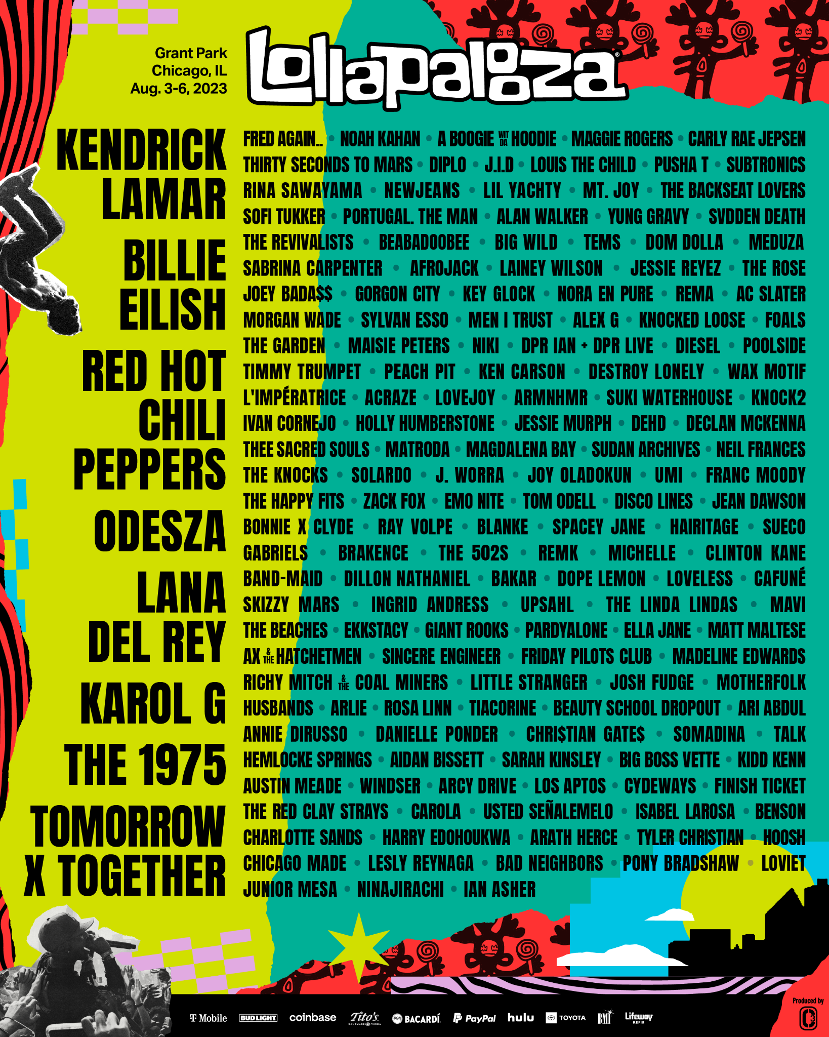 Lollapalooza 2023 lineup. Photo provided by C3 Presents.