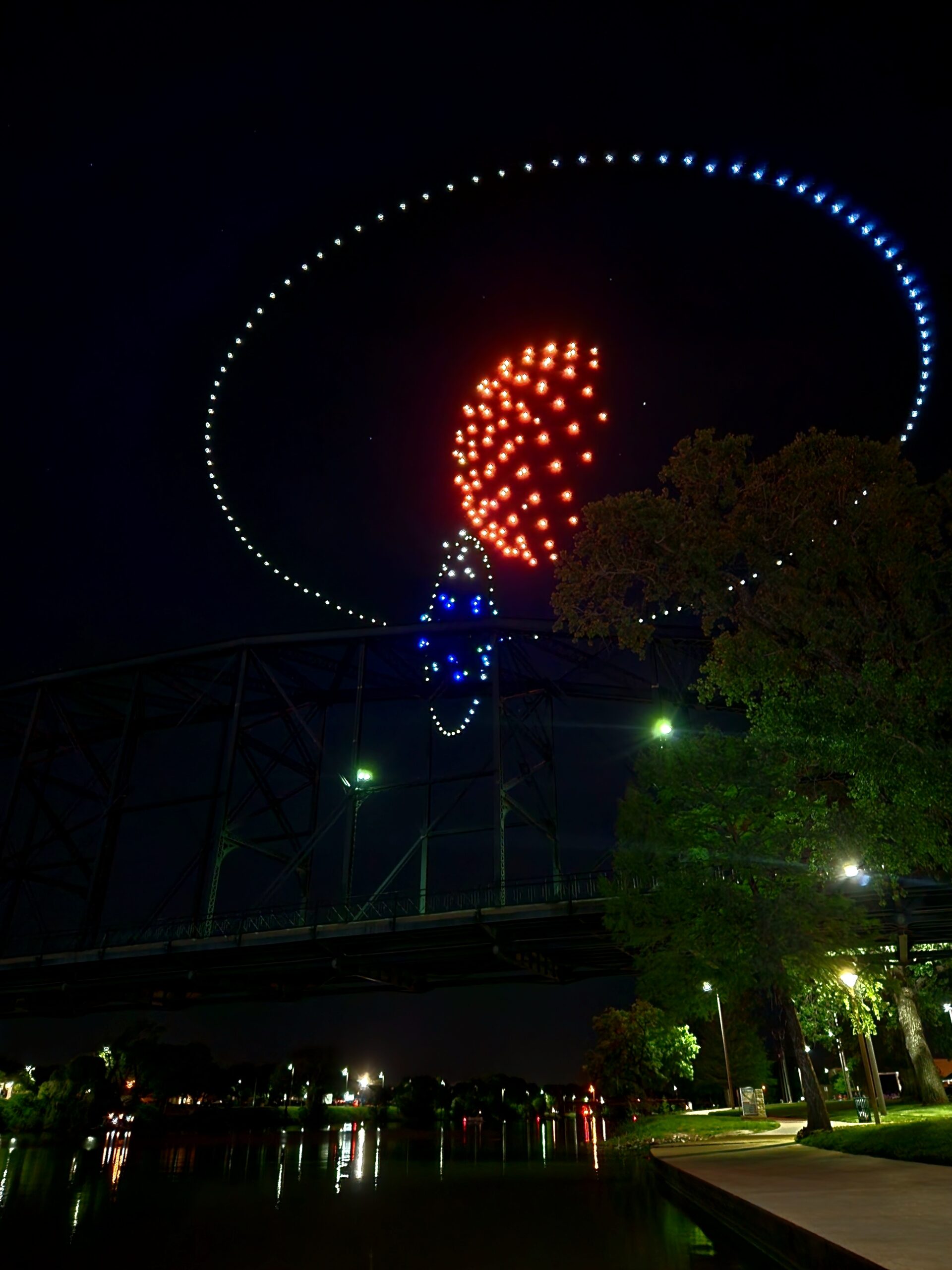 The drone show on 4/7/24/ in downtown Waco. Photo by: Matthew McGuire
