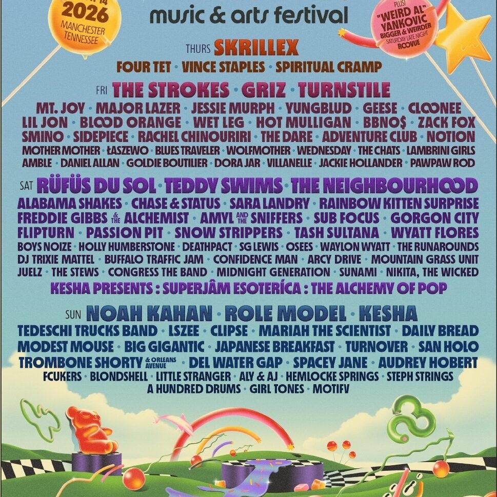 ピロ水 タペストリー BONNOU FESTIVAL 108 NO.42 Bonnaroo 2026 Hosts Skrillex, The Strokes, Rüfüs Du Sol, Noah