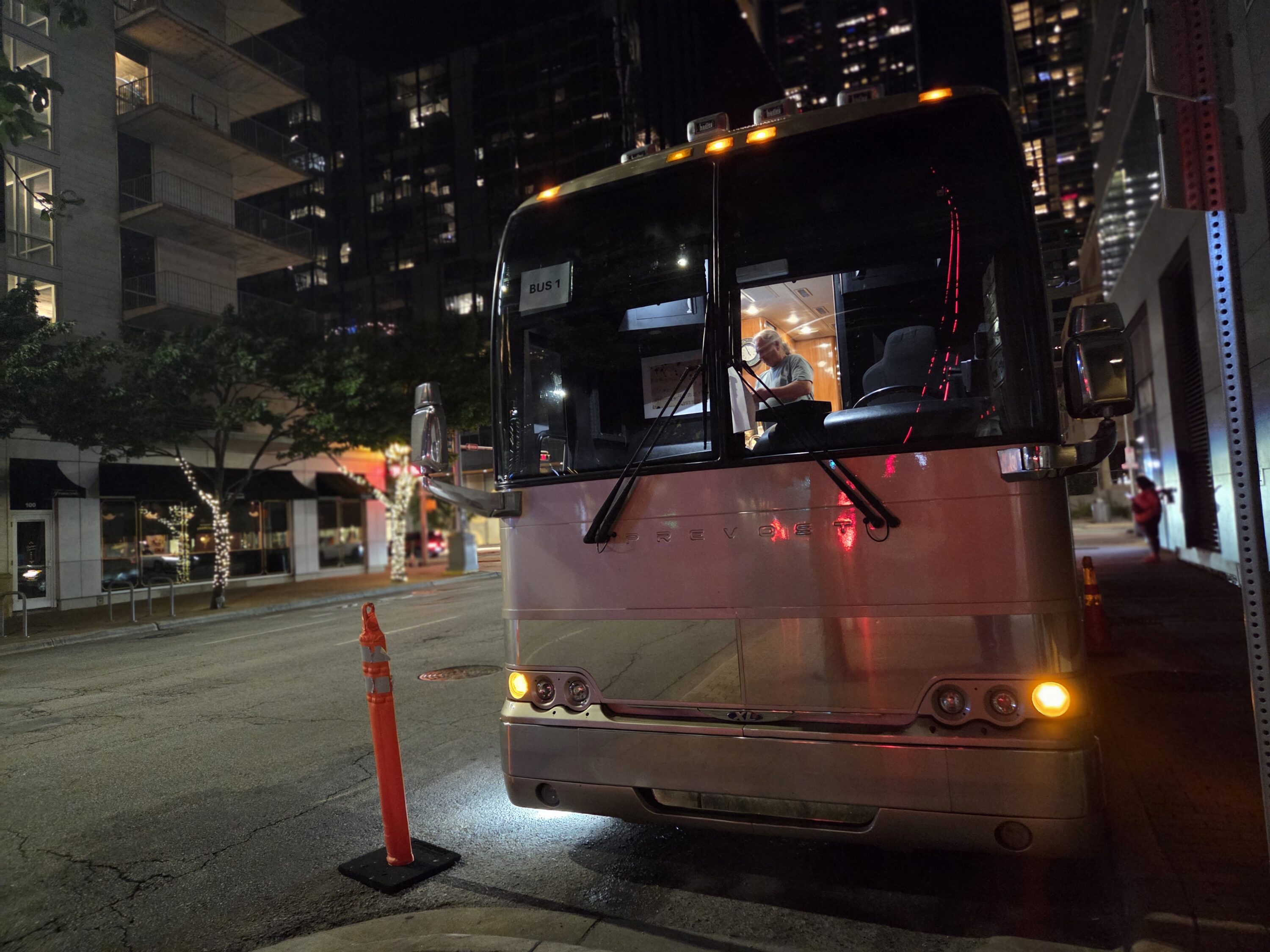 Tour bus in downtown Austin. 