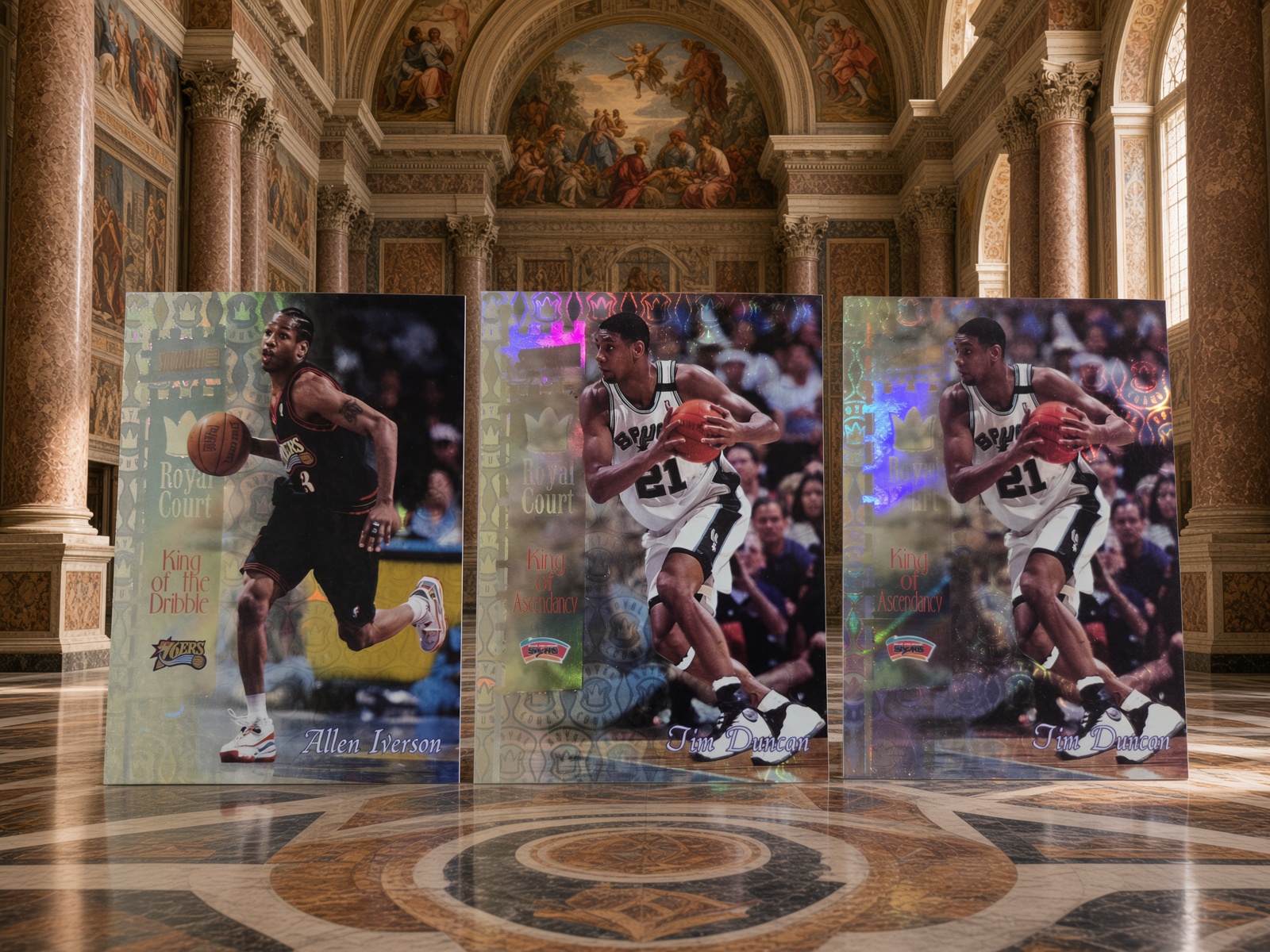 1998-99 Topps Stadium Club Royal Court Allen Iverson and Tim Duncan | Self-Graded Sports Cards